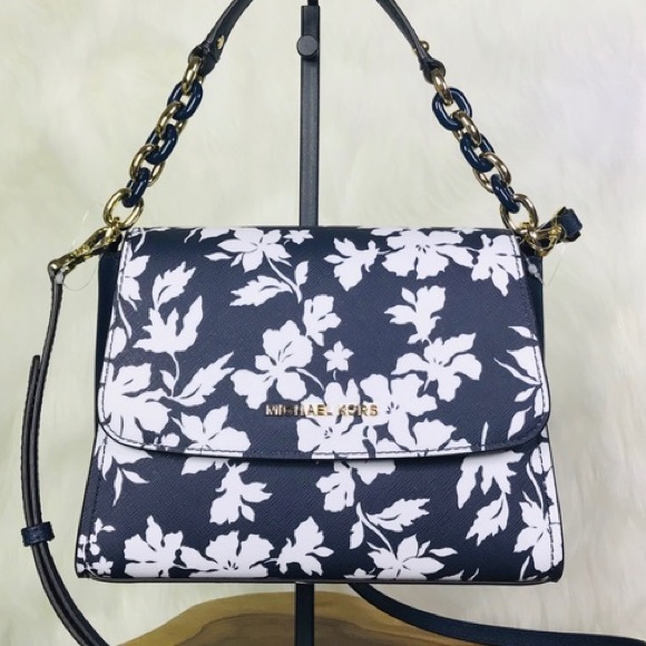 MICHAEL Michael Kors Handbags - Michael Kors Sofia Portia Sml Crossbody Navy White
